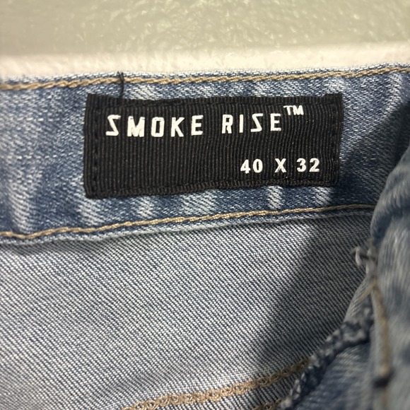 Smoke Rise Light Wash Straight Fit Jeans 40x32 Distressed Denim Streetwear 82930 - Picture 8 of 12